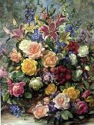 Floral, beautiful classical still life of flowers.083 unknow artist